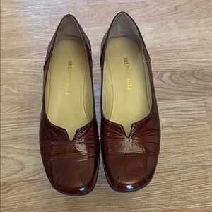 Bruno Magli Bordo Color Patent Leather Wedge Loafers Size 7 1/2